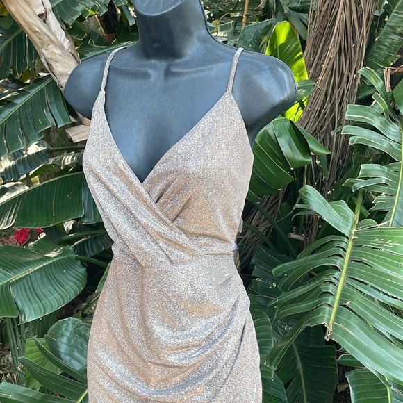 Windsor sparkly silver metallic asymmetric dress - Picture 1 of 9